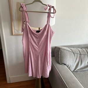 ASOS Design Baby  Pink Linen  Preppy Coquette Dress  Size 16